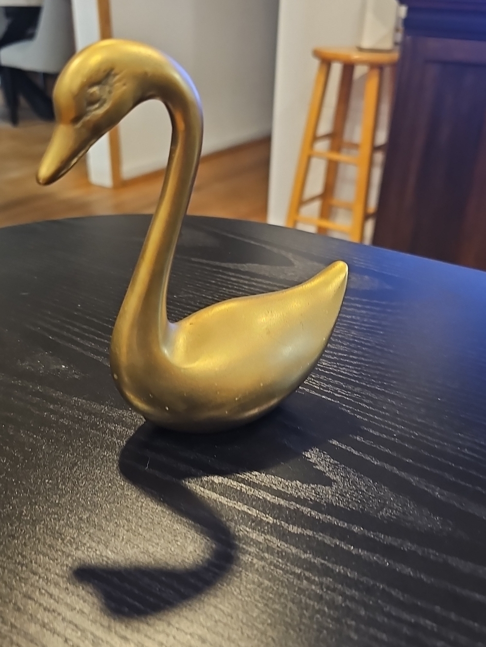 Brass-Look Swan Sculpture Accent - Gold Finish